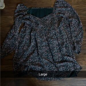 Floral Long Sleeve Blouse - Large